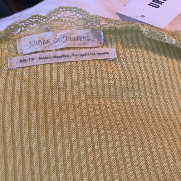 NWT Urban Outfitters Lace Y2K Wrap Top Green Crop ribbed soft cross brandy melvi - Picture 9 of 15